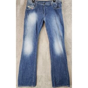 Diesel Zatiny Jeans Mens Size 36x34 Blue Wash Regular Fit Bootcut 008YE